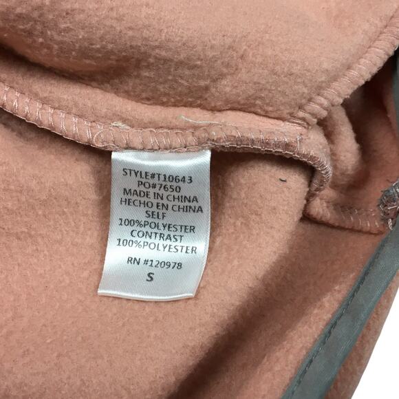 Entro Pullover Quilted Fleece Snap Neck Peach Grey Small Sweatshirt Jacket - Picture 7 of 11